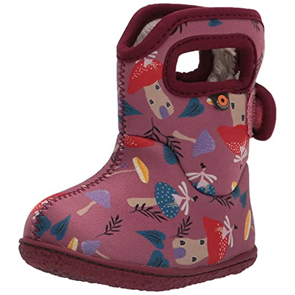 Size 8 Toddler Bogs Kids Boots - Berry with Mushroom Pattern